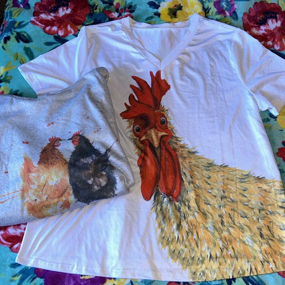 Chicken shirt and sweatshirt bundle